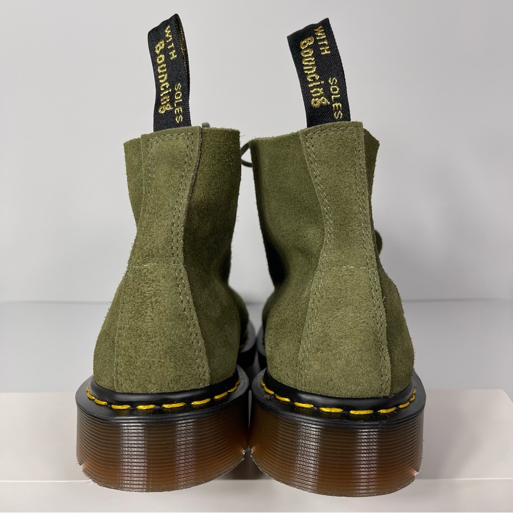 DOC 101 MADE IN ENGLAND SUEDE ANKLE BOOTS MENS SIZE 11 GREEN DESERT OASIS 6 EYE - Picture 3 of 12